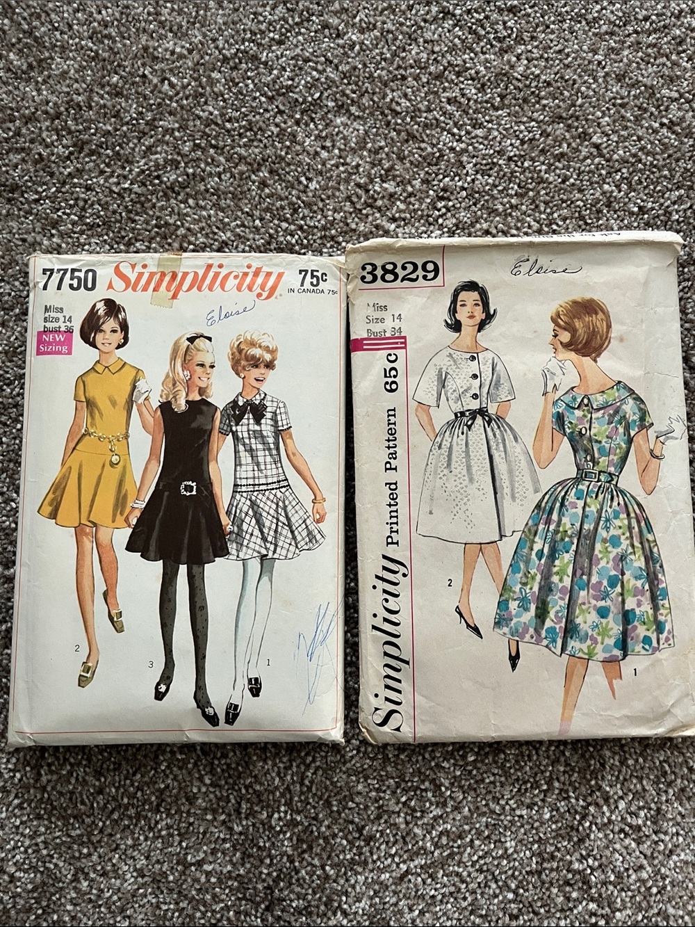 2 Vintage Simplicity Dress Sewing Patterns 1 is uncut.
3829-7750